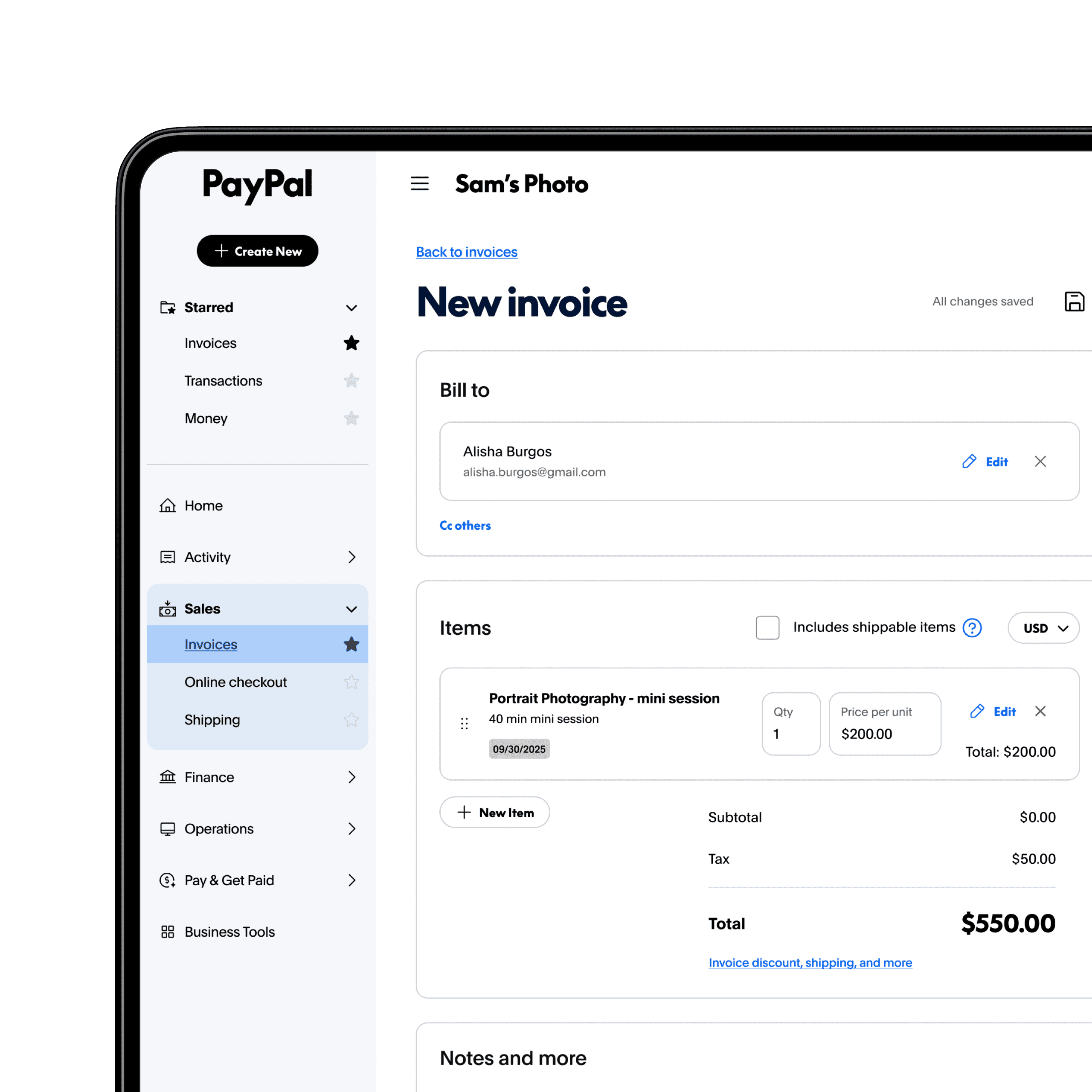 Proforma invoice and PayPal payment