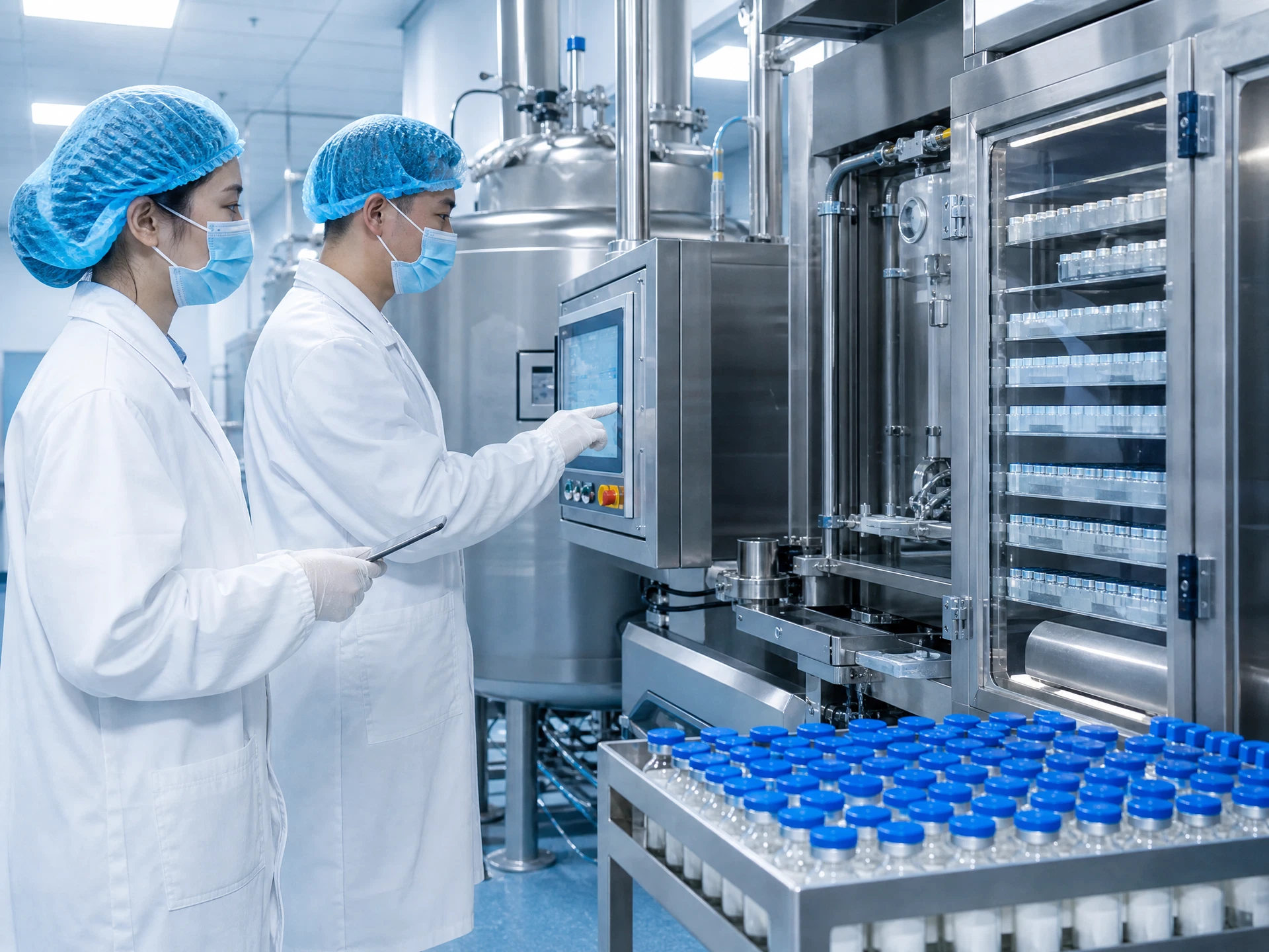 Freeze drying peptide vials